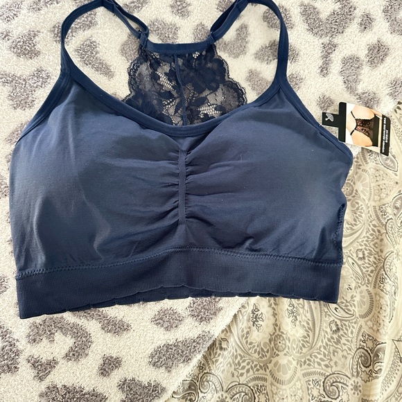 Navy Lace-Back Bralette - Picture 1 of 3